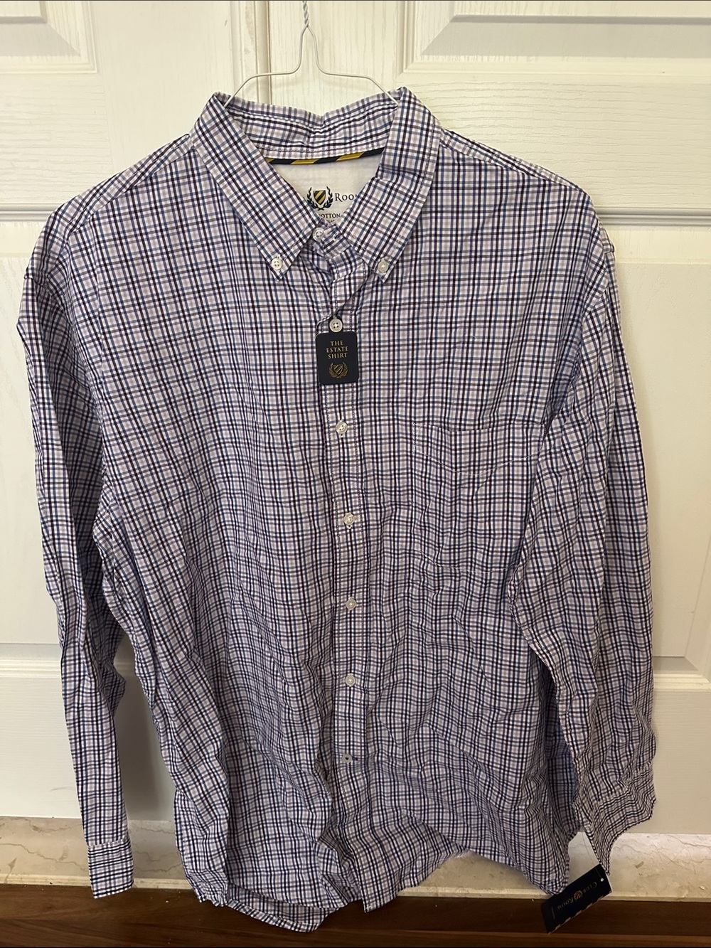 Club Room Blue and White Plaid Button-Down Shirt